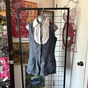 west 36 denim short sleeve romber y2k vintage